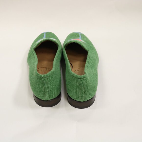 NEW Stubbs & Wootton Linen Size 7 Embroidered Cocktails Slippers - Picture 4 of 10